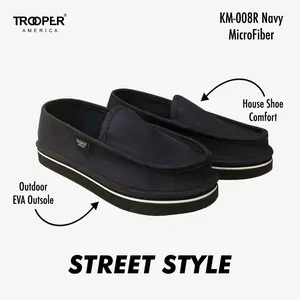 KM-008R Navy MicroFiber Street Style - SKATEBOARDING SLIP-ON SHOE