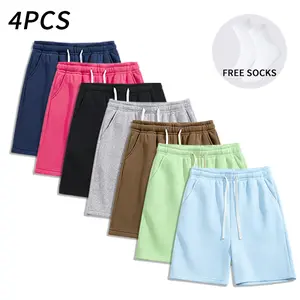 4PCS Men’s Casual Sweat Shorts, Solid Color Drawstring Elastic Waist Gym Shorts with Pockets,summervibes
