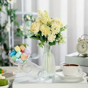Striped Transparent Plastic Decorative Flower Vase, DIY Floral Arrangement, Home Table Decor, Window Sill Decoration, Wedding Party Centerpiece