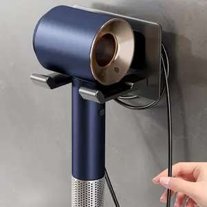 1pc Hair Dryer Shelf, Free Punching Toilet Hair Dryer Bracket, Space Aluminum Wall-mounted Electric Hair Dryer Rack, Bathroom Accessories, Hair Dryer Holder