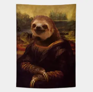 Sloth Mona Lisa Flannel Blanket – Funny Sloth Art Cozy Soft Throw for Couch, Bed, Sofa, Living Room, Dorm, Office, Travel, Sloth Lover Gift