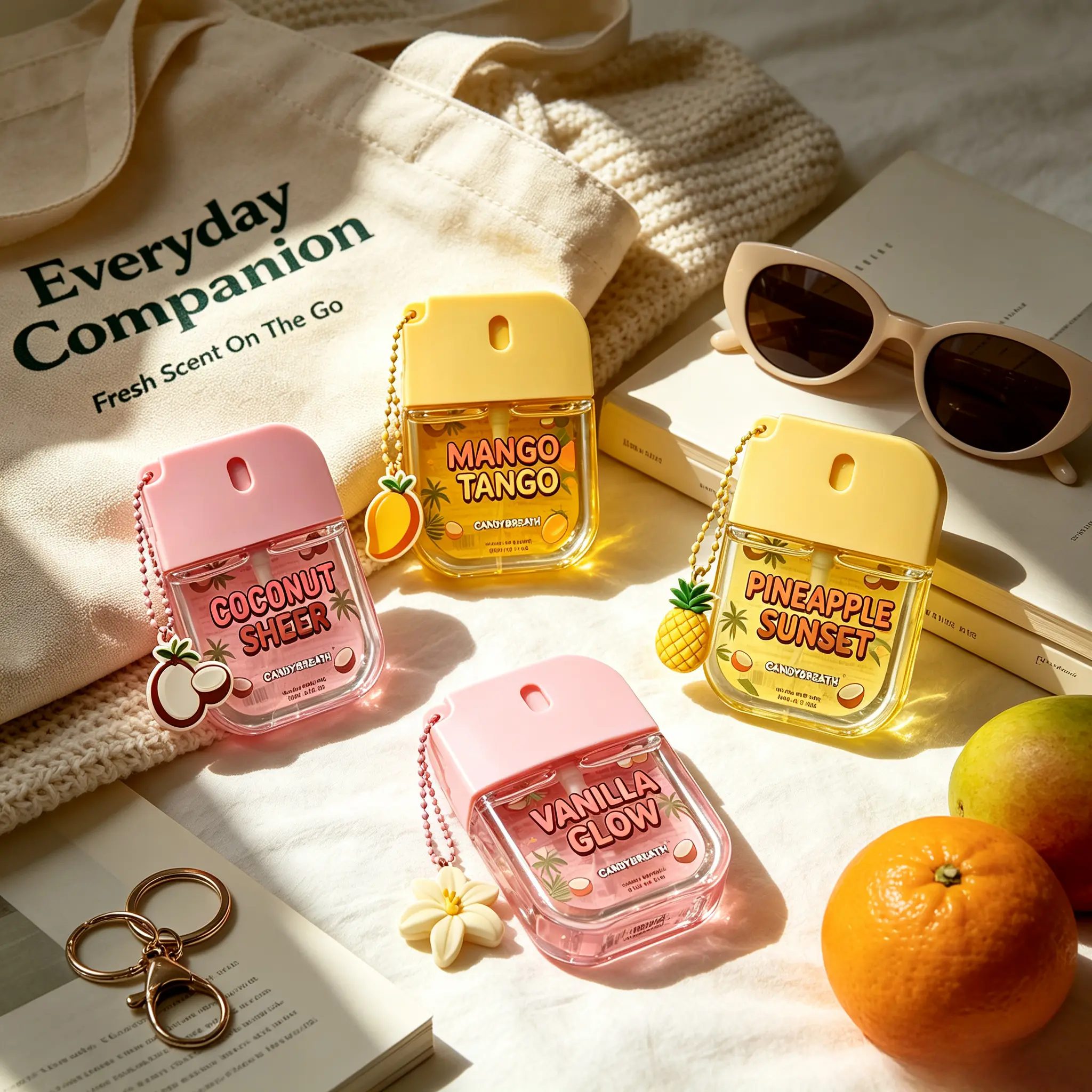 CandyBreath Pineapple Sunset Alcohol-Free Eau De Parfum - Long-Lasting Fruity Liquid Spray with Creamy Coconut Fresh Scent, Contains Neither Alcohol, Unisex Youth-Focused for Summer Beach Hangouts (Bottle)
