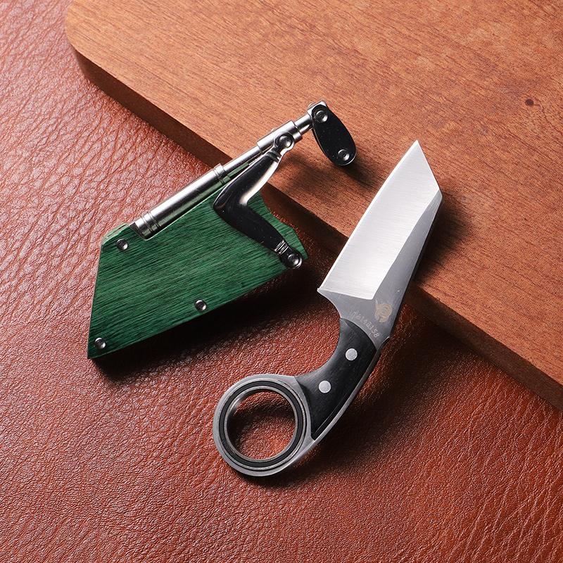 Mini camping knife, outdoor camping fruit knife, wooden handle, suitable for home kitchen and outdoor camping, can be a gift for friends