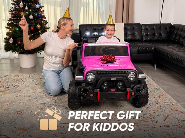 Hikiddo 24V 4WD Ride on Toy, 2-Seater Kids Ride-on Truck Electric Car for Kids Boys w/Remote, Bluetooth