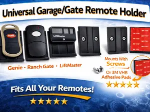 Universal Garage Door & Gate Remote Holder – Adhesive or Screw Mount for Car Dash, Golf Cart, UTV, ATV or Wall Installation
