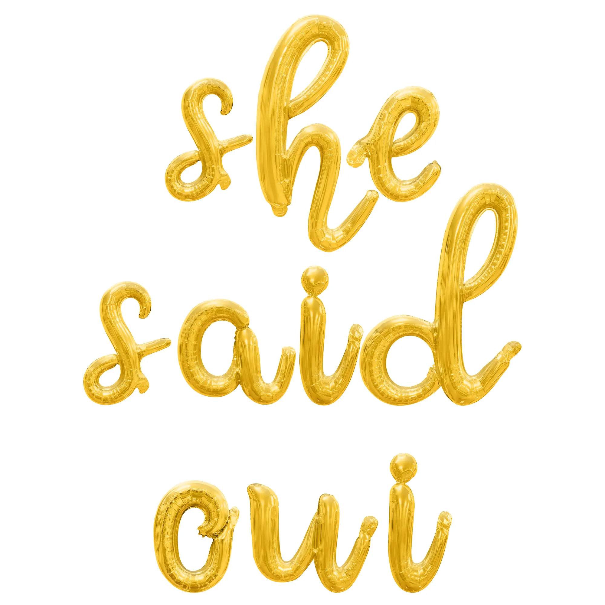 Cursive Script Letter Balloons - SHE SAID OUI 16" Inch Alphabet Letters Foil Mylar Balloon Engagement Party Banner