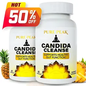 Pure Peak Natural Candida Cleanse - 60 Vegan Capsules with Probiotic & Antifungal Formula for Gut & Digestive Health Support Healthcare