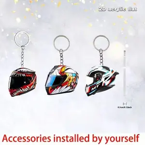 2025 Motorcycle Helmet Acrylic Keychain Backpack Pendant Car Rearview Mirror Flat Pendant 2D Acrylic Flat Design