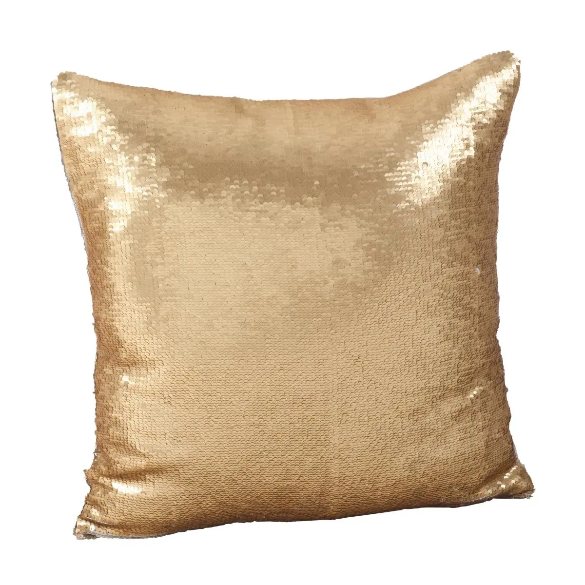 Saro Reversible Sequin Mermaid Soft Cushion - Poly-Filled Throw Pillow, Champagne, 18 in x 18 in