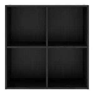 24/7 Shop At Home aModular Modern 4-Cube Storage Organizer Shelves, Stackable Wood Bookcase Fits Cubby Bins for Organization, Dorm Teen Room Decor, Home Office