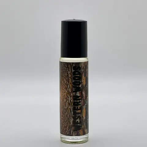 Wilson & Son Spoon Company Aromatic Roll-On Body Oil - 10 ml Almond Base, Warmth, Forest Scent, Decadent Woods Uplift, Sweet, Natural Vegan Long-Lasting Nontoxic Bath & Body Care Oil (10g, 18 Months Shelf Life)