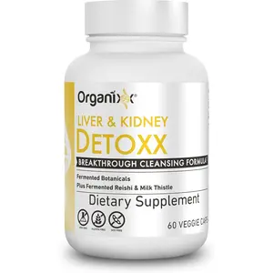 Organixx Kidney & Liver Support Cleanse Supplement, Milk Thistle Reishi Herbal Formula For Digestive Health, Kidney & Liver Health, Sleep & Energy Support, Gluten Free, Non GMO, 60 Vegetarian Capsules Dietary