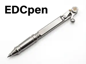 Stainless Steel Sliding Round Ballpoint Pen with Printing and Inlay Craftsmanship High-End Handmade Mechanical Pen EDC Outdoor Writing Tool Office Business Pen Men's Portable Signature Pen Gift for Yourself