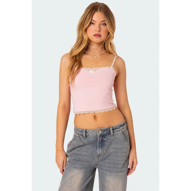 Amilia Lace Trim Tank Top - TikTok Shop
