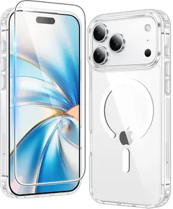 For iPhone 17 Pro Case: Clear Magnetic Transparent Phone Cases with Screen Protector Slim Anti Yellowing Military Grade Drop Protection Rugged Shockproof Protective Cell Phone Cover (A-Clear)