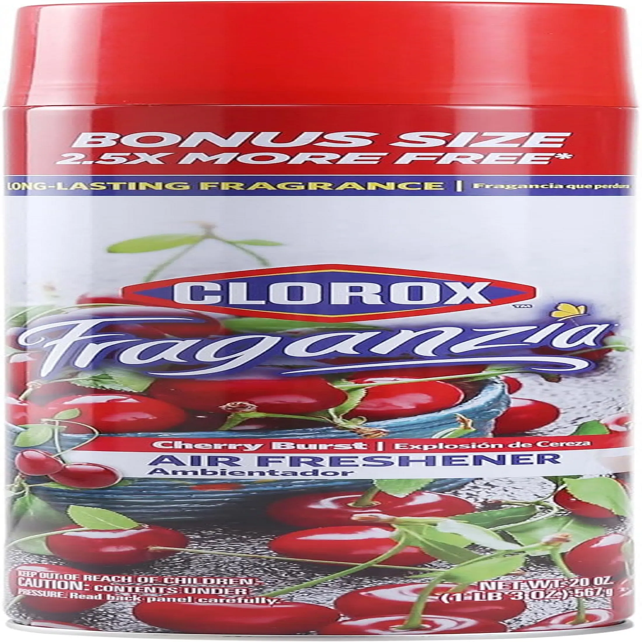 Clorox Fraganzia Aerosol Air Freshener in Cherry Burst Scent, 20oz Bonus Size | Long-Lasting Air Freshener Spray | 20 Oz Bonus Size | Room Air Freshener