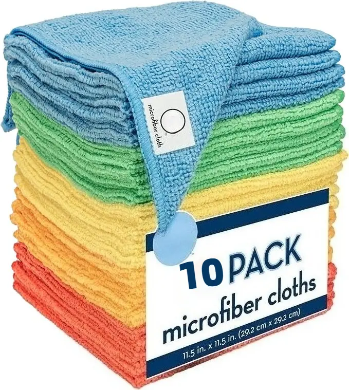 10 packs of ultra-fine fiber cleaning cloths, household bulk towels, reusable ultra-fine fiber towels for cars, cleaning cloths, random colors, 11.5 inches x 11.5 inches.