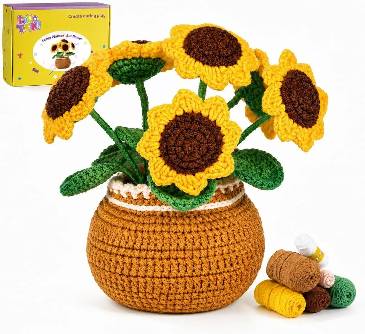 Crochet Kit for Beginners, Crochet Plant Kit,Knitting Kit(Sunflower) | Beginner Crochet Kit, Crochet Flower Kit with Step-By-Step Video Tutorials, Beginner Crochet Kit for Adults Gift