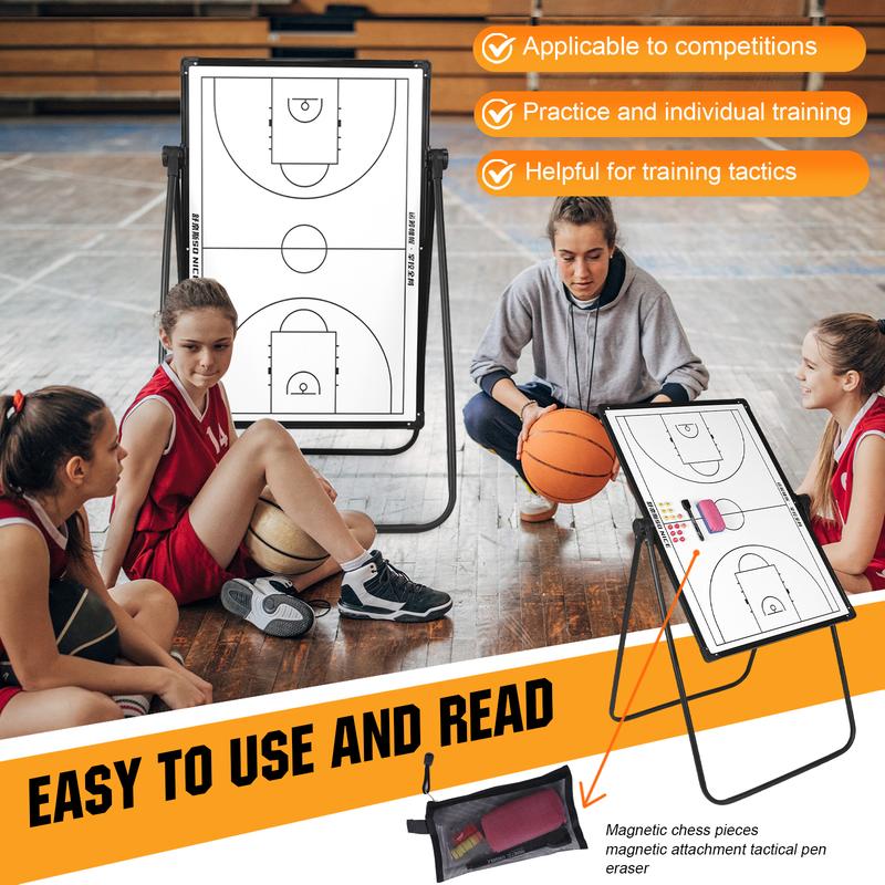 Double Sided Basketball Board with Markers Eraser Professional Basketball Game Pad Multi-Purpose for Basketball Soccer Volleyball Coaches