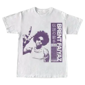 [Sale up to 30%] Brent Faiyaz Vintage Graphic Tee - Retro Music Shirt for R&B Fans - Concert Shirt with Japanese Kanji - Perfect Gift For Music Lover