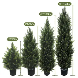 Artificial Cypress Tree (2FT-5FT) | Viral Home Decor Evergreen Plant for Indoor/Outdoor,New Year Home Decor Gift(set of 2) Garden Decoration Flower Arrangement backyard decor