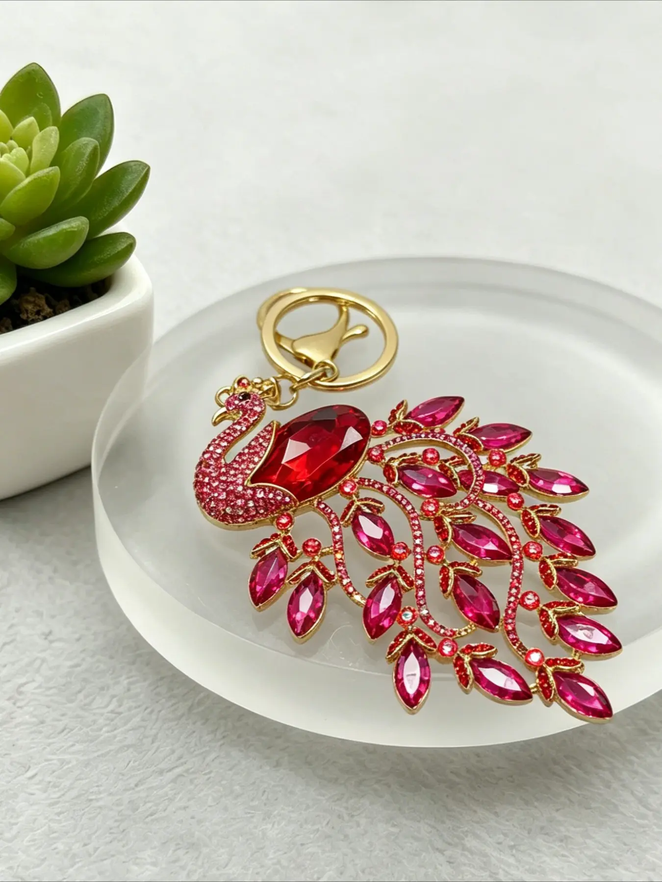1PC Exquisite Peacock Keychain Rhinestone Key Ring Fashion Charm Accessory Gift for Friends