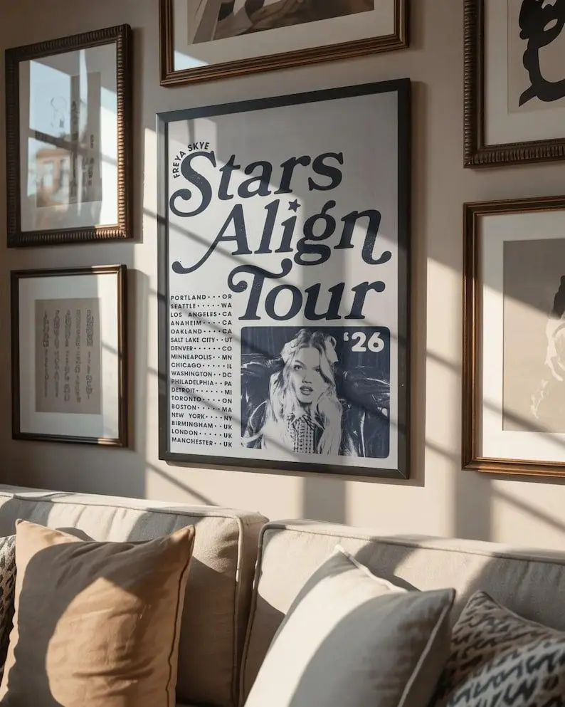 [Sale Up To 40%, Unframed] Freya Skye Stars Align Tour Poster, Vintage Concert Art Print, Music Wall Decor