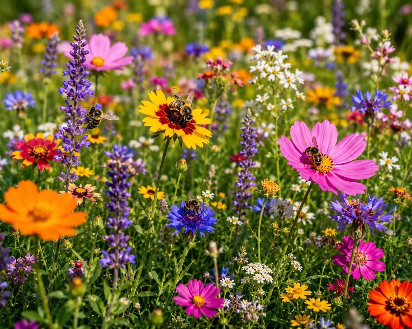 Colorful Wildflower Seed Mix - 999+ seeds  Non-GMO | Attracts Bees, Butterflies & Hummingbirds Perfect for Backyard Gardens, Home Gardens, Flower Beds, Garden Borders, Raised Beds, Containers  Planters Indoor Seed Starting