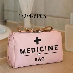 Portable Medicine Bag, Large Capacity First Aid Kit, Retro Women's Medicine Bag, Compact Medicine Box, Camping Medical Emergency Kit