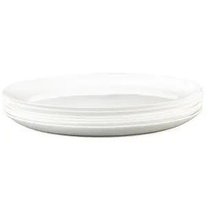6-Piece Salad Appetizer Plate Set, Lightweight 9.84 inch Opal Glass Round White Plates for Dessert Kitchen, microwave and dishwasher safety, Winter Frost White