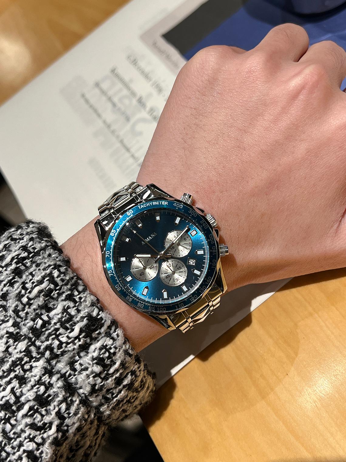 Swiss Luxury Men's Multifunctional Watch - Luminous Quartz Wristwatch with Premium Steel Band, Waterproof Business Style