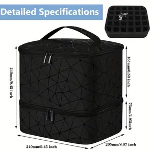 Double Layer Lipstick Organizer & Manicure Tool Storage Bag, Nail Polish Carrying Bag with Dividers, Essential Oil Storage Solution, Makeup Storage Bag, Travel Cosmetic Bag