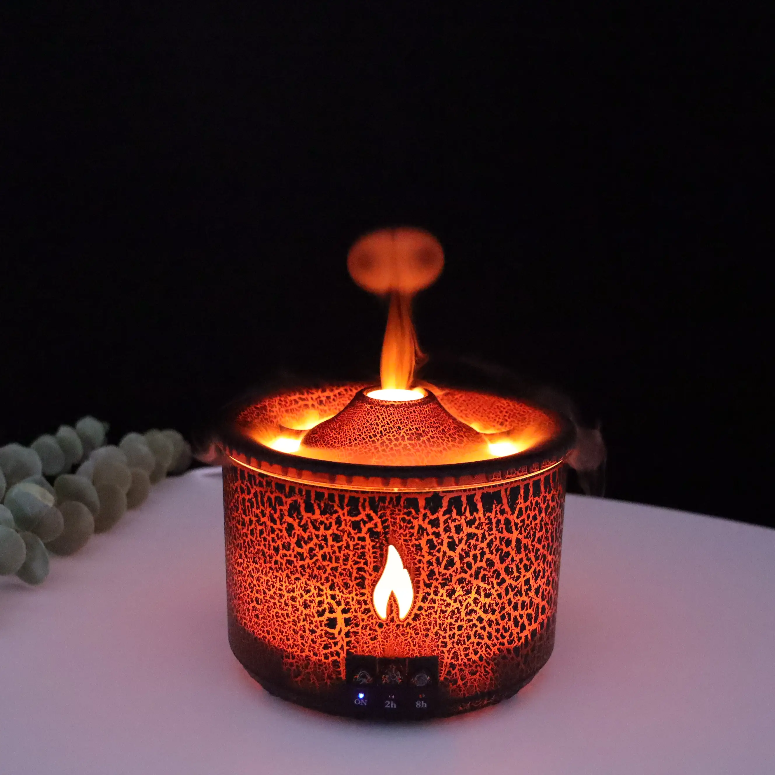 Volcano Aromatherapy Diffuser Desktop Essential Oil Diffuser Flame Humidifier Household Night Light Ornaments Wireless Remote Control