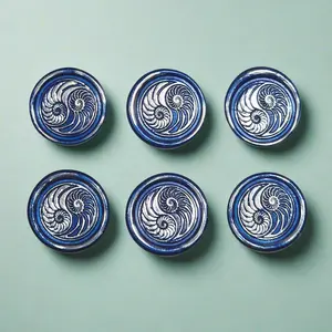 Conch Shell Wax Seals in Yin Yang in Blue and Silver, Set of SIX for cards, invitations, letters and gifts