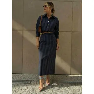 Cider Striped Collar Button Front Maxi Dress SwimWeek