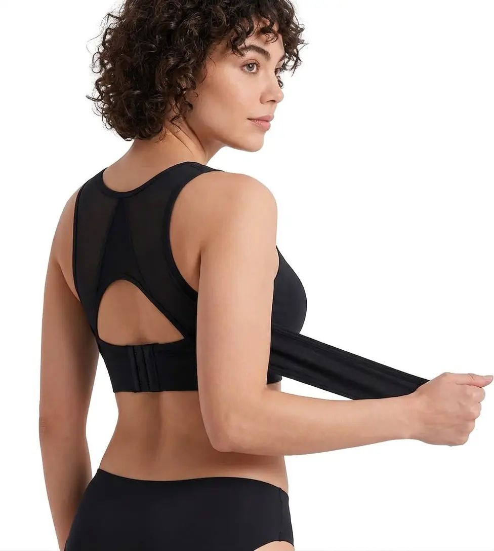 2Pcs Wireless Posture Corrector Bra for Women — X-Back Cross Back Full Coverage Support Bra, Wide Straps, Adjustable Wrap Band, Fixed Pads, Everyday Comfort