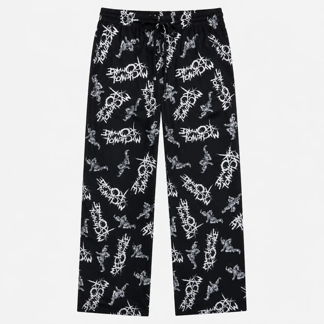 Men’s Graphic Pajama Pants, Black Lounge Sleep Pants, Relaxed Fit Drawstring Pajama Bottoms, Casual Homewear Trousers