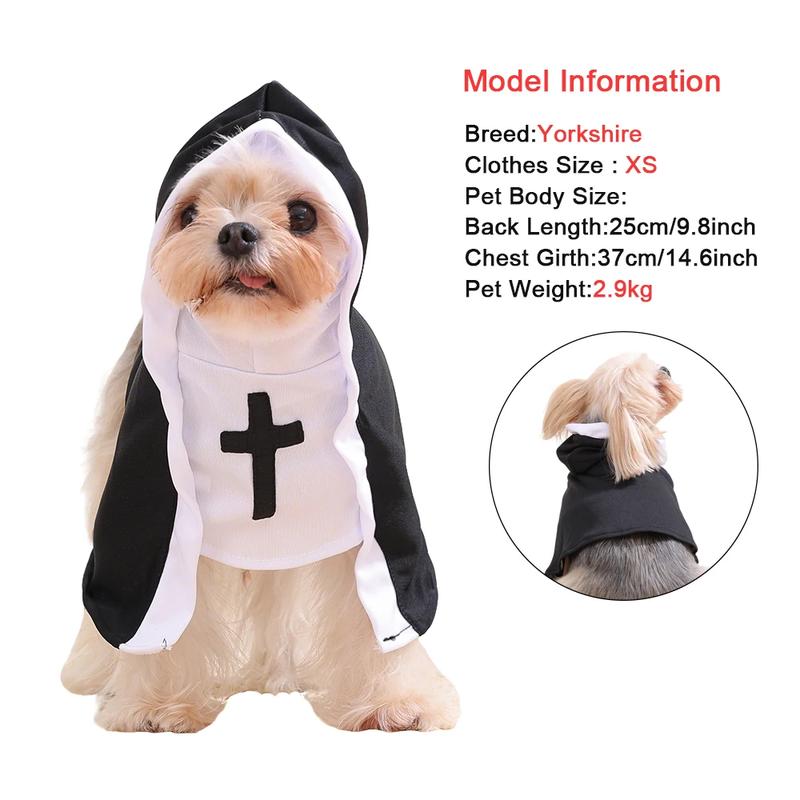Funny Robe Style Pet Costume for Dogs & Cats Cute Cosplay Outfit with Cross Design and Hooded Design
