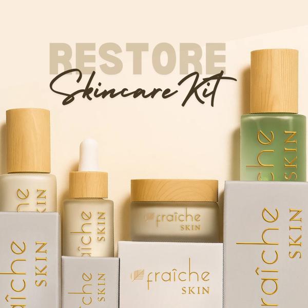 Fraîche Skin Restore Collection – Complete 4-Step Skincare Set for Hydrated Radiant Skin with Cleanser, Serum, Moisturizer & Sunscreen