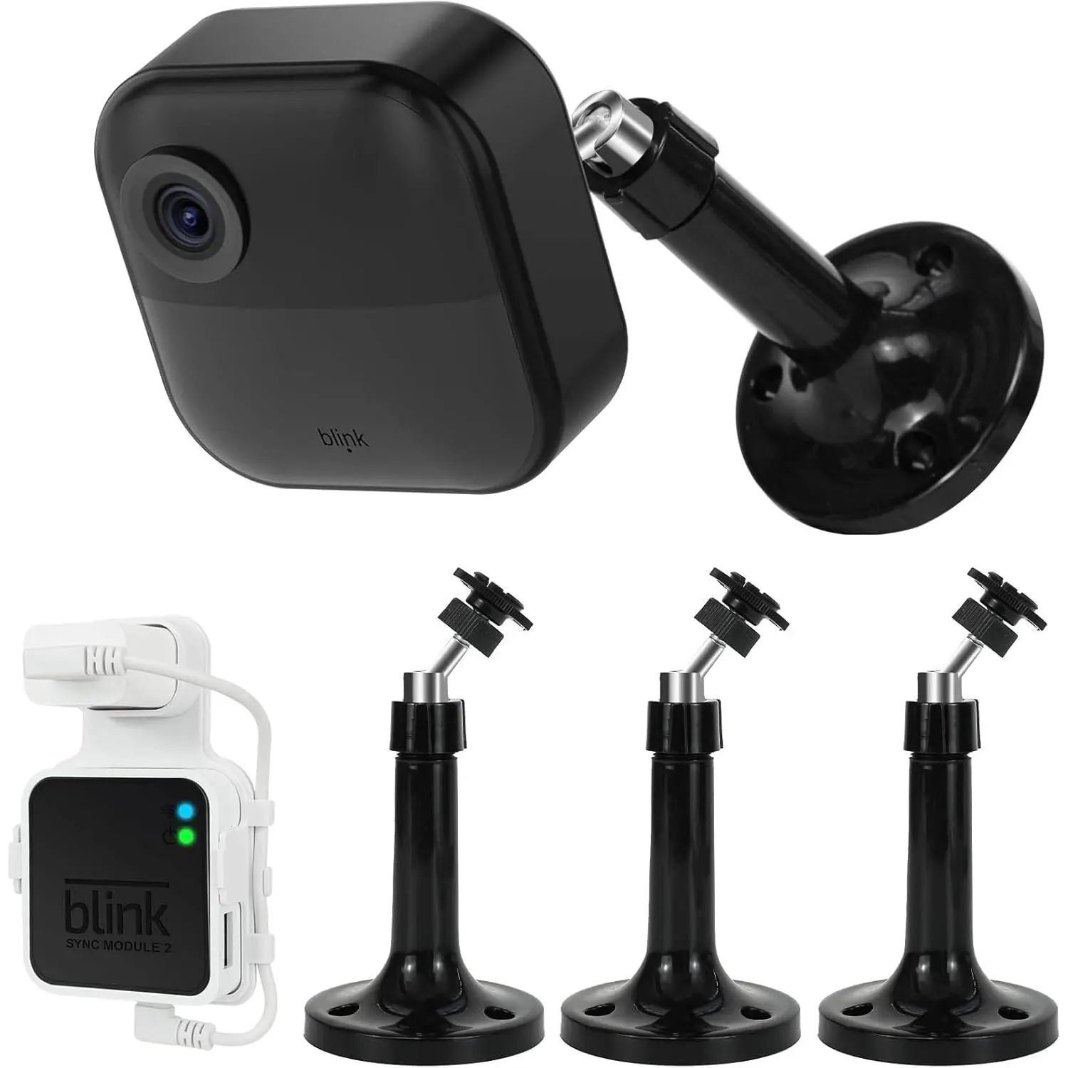 Long Blink Outdoor Camera Mount Kit, Compatible with Blink 4th & 3rd Gen Cameras - Includes 3 Adjustable Mounts, Sync Module 2 Outlet Mount, USB Cable, Blink Accessories