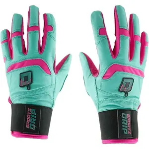 Genuine Leather Batting Gloves (Teal/Pink) for Baseball & Softball Players Unisex for Youth and Adults