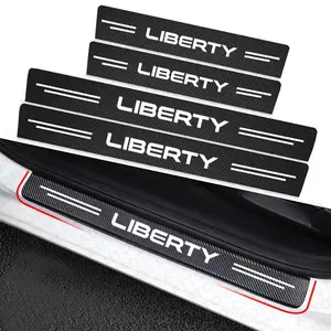 Carbon Fiber Car Door Sill Sticker Auto Door Threshold Protector Strip For Jeep Renegade Compass Wrangler JK JL Grand Cherokee