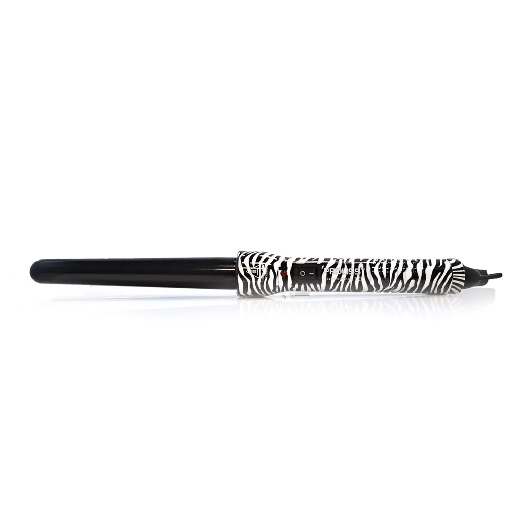 Women's 212 MAIN Proliss The Twister 25mm Ceramic Clipless Heat Curling Wand with Iron Barrel, Frizz-Free Bouncy Curls, White Zebra Design, All Hair Types Beauty Tool, Cool Tip, 390°F Max Temp, Rapid Heating, Comfortable Easy Grip Handle, 360 Swivel Cord