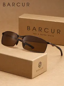 BARCUR Vintage Style Sunglasses With Square Frame, Fashionable Decoration, UV, Glare Reduction, Fishing, Hiking, Brand Packaging, Perfect Gift, Stainless Steel Sunglasses, Sun Protective Sunglasses