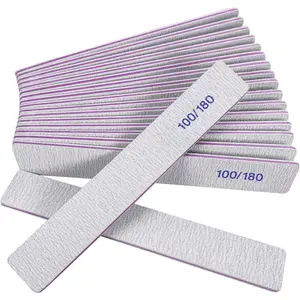 Nail Files (12 count), 100/180 Grit Emery Boards Nail File for Nails and Acrylic Nails, Double Sided Emory Boards limas para unas acrilicas Profesional Fingernail Filer Reusable Manicure Gray