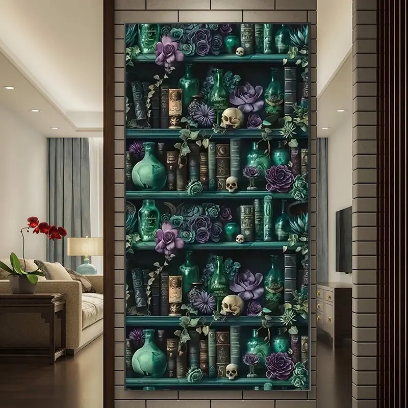 Potion Bottle, Ancient Book, and Skull Decor Shelf Diamond Painting Kit, 5D DIY Kits Mosaic Art Crafts for Beginners, Round Full Drill Gem Painting Gift for Home Walls, Handmade Gifts