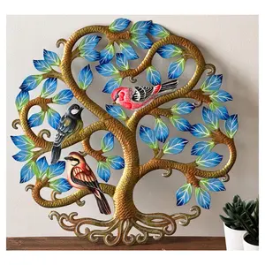 Global Crafts 14" Tree of Life with Birds SteelDrum Wall Art