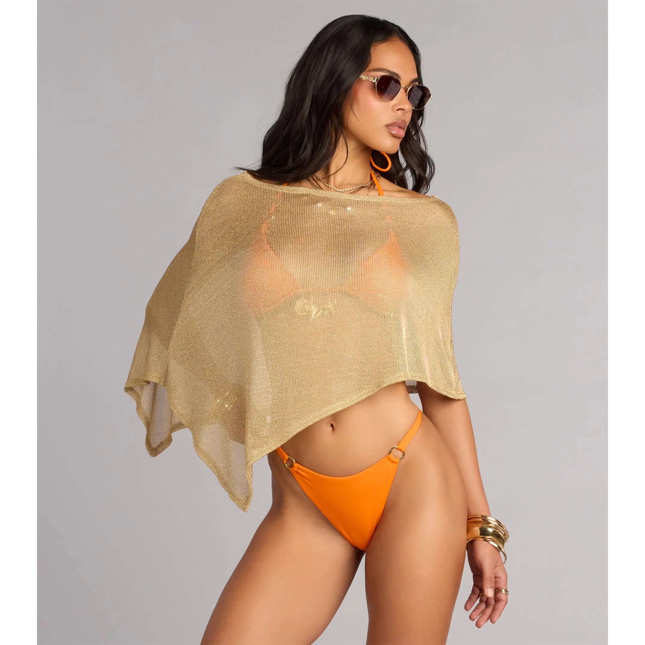 Island Luxe Metallic Knit Poncho Island Luxe Metallic Knit Poncho