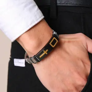 Adjustable Stainless Steel Cross Bracelet, Trendy Mesh Band, Matching Couple Gifts