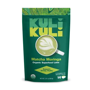 KULI KULI Superfood Latte - Matcha Moringa - Coffee Alternative with Zero Caffeine and <1g of Sugar 3.41oz